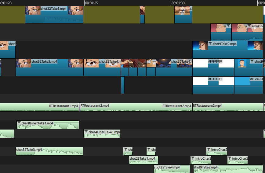 Video editor timeline for the finished, mixed episode